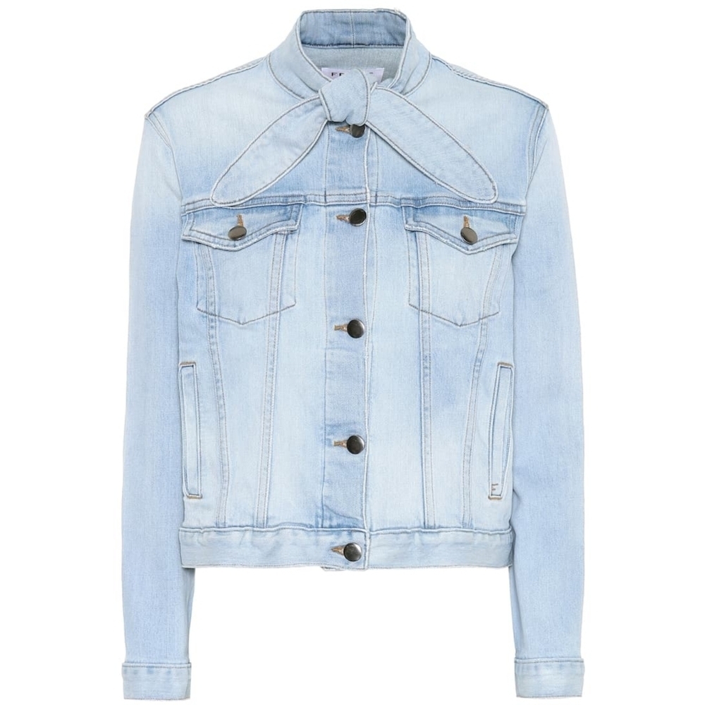 FRAME // le tie neck button front slim fit soft stretch denim jacket littleton - Picture 16 of 16
